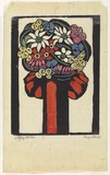 Artist: PRESTON, Margaret | Title: Red bow. | Date: 1925 | Technique: woodcut, printed in black ink, from one block; hand-coloured | Copyright: © Margaret Preston. Licensed by VISCOPY, Australia