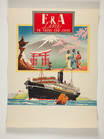 Artist: Burdett, Frank. | Title: E & A Line, to China and Japan. | Date: (1934-39) | Technique: lithograph, printed in colour, from multiple stones [or plates]