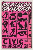 Artist: WORSTEAD, Paul | Title: Mental as anything - Civic Hotel | Date: 1980 | Technique: screenprint, printed in colour, from two stencils in orange and black ink | Copyright: This work appears on screen courtesy of the artist