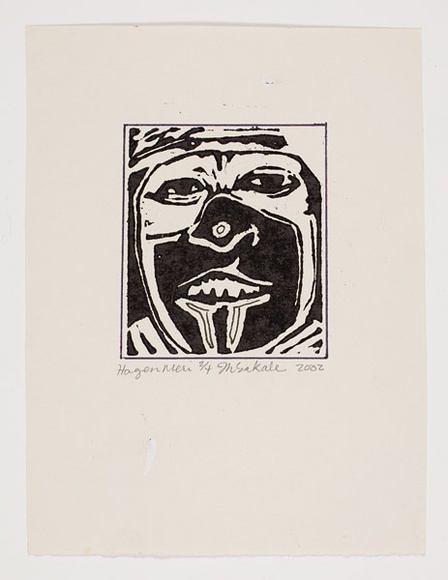 Artist: Sakale John, Laben. | Title: Hagen meri [Hagen woman] | Date: 2002 | Technique: linocut, printed in black ink, from one block
