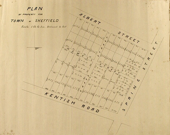 Artist: UNKNOWN | Title: Plan for town of Sheffield | Date: (1857) | Technique: lithograph, printed in black ink, from one stone