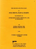 Title: The second and final sale of fine prints, maps & charts the property of Antiquarian Maps & prints Pty. Ltd. (in liquidation). Synney: P.L.Pickles & Co, 1981.