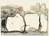 Artist: Lynn, Elwyn. | Title: National Park | Date: 1983, 15 August | Technique: lithograph, printed in black ink, from one stone; collage, commercially printed matter; hand applied ink, paint and crayon