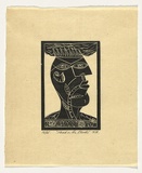Artist: KONING, Theo | Title: Head in the clouds. | Date: 1988 | Technique: linocut, printed in black ink, from one block | Copyright: © Theo Koning