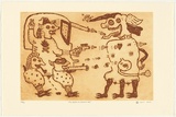 Artist: HERI DONO, | Title: The battle to produce gas | Date: 2003, July | Technique: etching, printed in burnt umber ink, from one plate