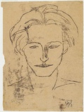 Artist: Simon, Bruno. | Title: The poet, George Rapp | Date: 1940 | Technique: monotype, printed in brown ink, from one plate