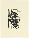 Artist: PARR, Mike | Title: Face to face [left panel] | Date: 2003 | Technique: woodcut, printed in black ink, from one block