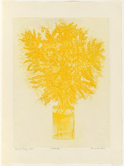 Artist: GRIFFITH, Pamela | Title: First of August, Wattle Day | Date: 1980 | Technique: sugar lift, soft ground and aquatint, printed in yellow ink, from one zinc plate | Copyright: © Pamela Griffith