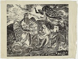 Artist: Crooke, Ray. | Title: not titled [Virgin and Child and angels]. | Date: 1950 | Technique: woodcut, printed in black ink, from one block