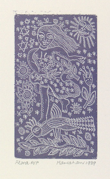 Artist: HANRAHAN, Barbara | Title: Flora | Date: 1989 | Technique: relief-etching, printed in black ink, from one plate