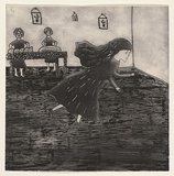 Artist: Nannup, Laurel. | Title: Sliding sister | Date: 2001 | Technique: etching and sugarlift, printed in black ink, from one plate | Copyright: © Laurel Nannup