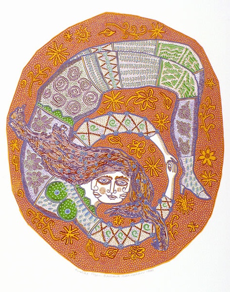 Artist: HANRAHAN, Barbara | Title: Acrobat | Date: 1982 | Technique: screenprint, printed in colour, from 10 stencils Artist: HANRAHAN, Barbara | Title: Acrobat | Date: 1982 | Technique: screenprint, printed in colour, from 10 stencils