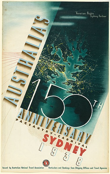 Artist: Annand, Douglas. | Title: Australia's 150th Anniversary  Pageantry - Carnival Sydney 1938.  Venetian Nights Sydney Harbour. | Date: 1938 | Technique: photo-lithograph, printed in colour, from multiple plates | Copyright: © A.M. Annand