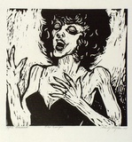Artist: Clifton, Nancy. | Title: The singer. | Date: 1981 | Technique: linocut, printed in black ink, from one block