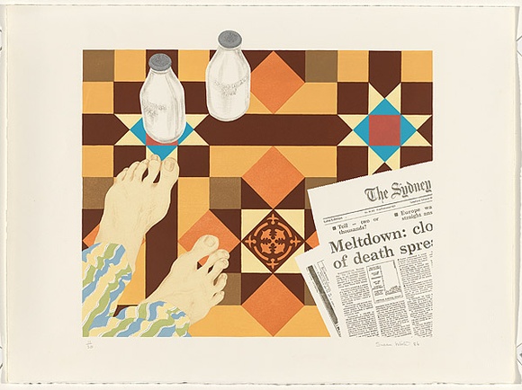 Artist: White, Susan Dorothea. | Title: The front verandah | Date: 1986 | Technique: lithograph, printed in colour, from multiple stones