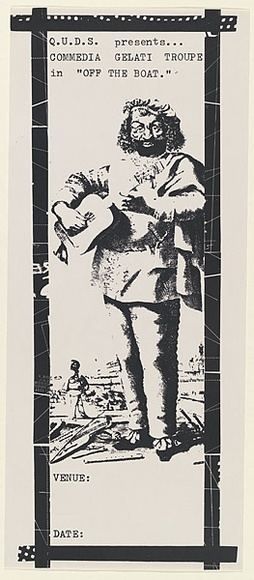 Artist: Doherty, Brian. | Title: Q.U.D.S. presents ... Off the boat. | Date: c.1980 | Technique: screenprint | Copyright: © Brian Doherty. Licensed by VISCOPY, Australia