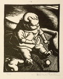 Artist: Hawkins, Weaver. | Title: At play | Date: c.1927 | Technique: woodcut, printed in black ink, from one block | Copyright: The Estate of H.F Weaver Hawkins