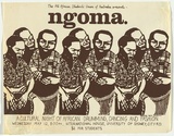 Artist: EARTHWORKS POSTER COLLECTIVE | Title: The All African Students Union of Australia present Ngoma. A cultural night of African drumming, dancing and fashion. | Date: 1976 | Technique: screenprint, printed in brown ink, from one stencil