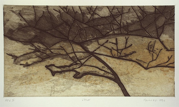 Artist: KY, Marine | Title: L'Hiver (#1) | Date: 1996, August | Technique: etching and aquatint, printed in colour, from two plates Artist: KY, Marine | Title: L'Hiver (#1) | Date: 1996, August | Technique: etching and aquatint, printed in colour, from two plates