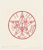 Artist: MATOULAS, George | Title: not titled (print for Australian Gnostic Association, red star in circle) | Date: 1991, September | Technique: photo-etching, printed in red ink, from one plate