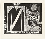 Title: He's very intelligent below the knees | Date: 1996 | Technique: woodcut, printed in black ink, from one block