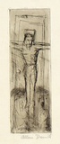 Artist: David, Allen. | Title: (Crucifixion). | Date: (1955) | Technique: etching, printed in brown ink with plate-tone, from one plate