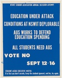 Artist: UNKNOWN | Title: Education under attack...All students need A.U.S. | Date: 1978 | Technique: screenprint, printed in blue ink, from one stencil