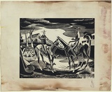 Artist: Jack, Kenneth. | Title: The drovers | Date: 1954 | Technique: engraving, printed in black ink, from one perspex block | Copyright: © Kenneth Jack. Licensed by VISCOPY, Australia