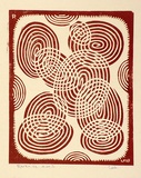 Artist: Hawkins, Weaver. | Title: Coils 3 | Date: 1958 | Technique: linocut, printed in red ink, from one block | Copyright: The Estate of H.F Weaver Hawkins