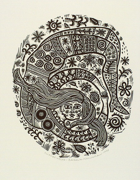 Artist: HANRAHAN, Barbara | Title: Acrobat. | Date: 1989 | Technique: linocut, printed in black ink, from one block Artist: HANRAHAN, Barbara | Title: Acrobat. | Date: 1989 | Technique: linocut, printed in black ink, from one block