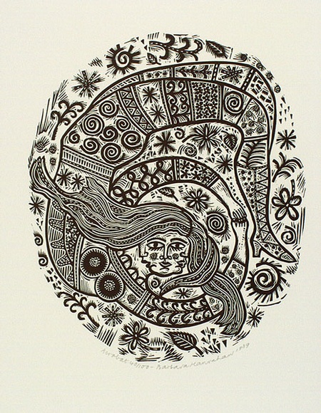 Artist: HANRAHAN, Barbara | Title: Acrobat. | Date: 1989 | Technique: linocut, printed in black ink, from one block