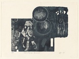 Artist: EWINS, Rod | Title: Moonshot. | Date: 1971 | Technique: etching and aquatint, printed in blue-black ink, from one aluminium plate