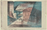 Artist: Jack, Kenneth. | Title: Agar Steps, Millers Point, Sydney | Date: 1953 | Technique: lithograph, printed in colour, from three zinc plates | Copyright: © Kenneth Jack. Licensed by VISCOPY, Australia
