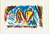 Artist: Lee, Graeme. | Title: Curtain person | Date: 1997, August | Technique: lithograph, printed in colour, from four stones