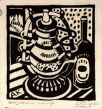 Artist: Kingston, Amie. | Title: Hurricane lamp | Date: 1933 | Technique: linocut, printed in black ink, from one block