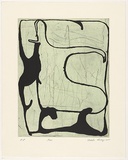 Artist: Kovacs, Ildiko. | Title: Fall | Date: 2005 | Technique: drypoint and aquatint, printed in black and green ink, from two copper plates