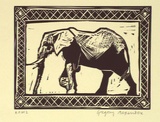 Artist: Alexander, Gregory. | Title: Elephant | Date: 1995, September | Technique: linocut, printed in black ink, from one block