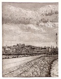Artist: Rooney, Elizabeth. | Title: (Newcastle scene) (a) | Date: (1976) | Technique: etching, aquatint printed in brown and black ink, from one zinc plate
