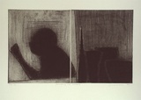 Artist: Lincoln, Kevin. | Title: Painting at night | Date: 1999, November | Technique: etching, printed in black ink with plate-tone, from two plates
