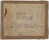 Artist: Jarman, Richard. | Title: Trade card: Weaver and Co. Manufacturing Chemists, Wellington Bridge, Hobart Town. | Date: c.1864 | Technique: engraving, printed in black ink, from one copper plate