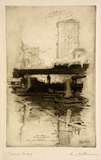 Artist: Bull, Norma C. | Title: Batman's landing. | Date: 1935 | Technique: etching and aquatint burnished, printed in black ink with plate-tone, from one plate