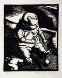 Artist: Hawkins, Weaver. | Title: At play | Date: c.1927 | Technique: woodcut, printed in black ink, from one block | Copyright: The Estate of H.F Weaver Hawkins