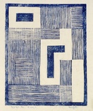 Artist: Hawkins, Weaver. | Title: Straights 1 | Date: 1958 | Technique: linocut, printed in blue ink, from one block | Copyright: The Estate of H.F Weaver Hawkins