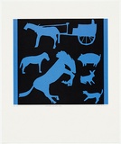 Artist: Rooney, Robert. | Title: School arts silhouettes: pets | Date: 2001, July - August | Technique: photolithograph, printed in black and blue ink, from two stones | Copyright: Courtesy of Tolarno Galleries