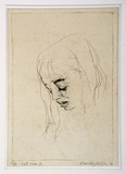 Artist: Hodgkinson, Frank. | Title: Portrait of Kate Tudor | Date: 1956 | Technique: hardground-etching, printed in black ink, from one plate