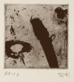 Artist: Danaher, Suzanne. | Title: not titled [abstract forms - circle and stroke] | Date: 1993 | Technique: etching, printed in black ink, from one plate