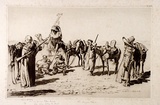 Artist: LINDSAY, Lionel | Title: The Bassra guard | Date: 1929 | Technique: drypoint, printed in brown ink, from one plate | Copyright: Courtesy of the National Library of Australia