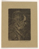 Artist: WILLIAMS, Fred | Title: Selwyn Tebbutt in profile | Date: 1955-56 | Technique: etching, aquatint and engraving, printed in black ink, from one copper plate | Copyright: © Fred Williams Estate
