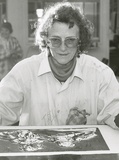 Artist: Heath, Gregory. | Title: Portrait of Trish Bridges, Australian printmaker, 1989 | Date: 1989