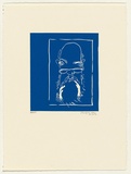 Artist: Law, Roger. | Title: Not titled [self portrait in blue]. | Date: 2002 | Technique: aquatint, printed in blue ink, from one plate